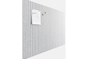 VIVELDA Large Cork Board for Office Black Felt Board Alternative - Slat Wall Paneling, Felt bulletin board tiles for office wall decor, Push pin board Wall organizer for office -12-Pack (Marble White)