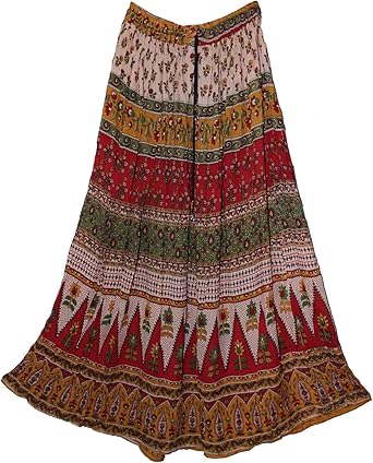Rayon Crinkle Ethnic Skirt Indian Hippy 
