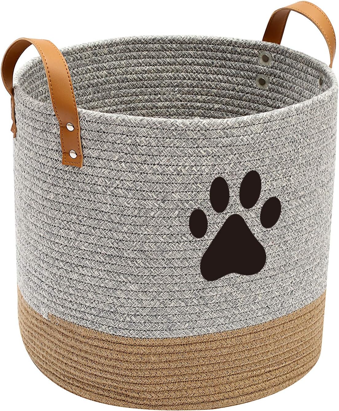 Morezi Round Pet Basket, Laundry Basket, Suitable for Storing Dog Toys Dog Clothes and Other Pet Supplies - Khaki Grey - Image 3