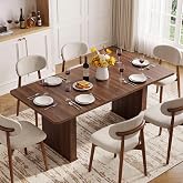 LEYAOYAO Extendable Dining Table for 4-6, 63"&ndash;79" Kitchen Table (Walnut) | Farmhouse,Wood,Rectangular,Sturdy Construction,Easy Assembly,Versatile for Kitchen,Living Room,Dining Room,Home Office