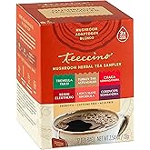 Teeccino Mushroom Herbal Tea - Mushroom Adaptogen Tea Sampler - 12 Tea Bags - Support Your Health With Mushrooms and Adaptogenic Herbs, Prebiotic, Caffeine Free, Acid Free