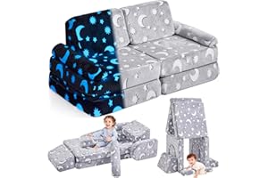 IFNOW Modular Kids Play Couch,Toddler Couch Kids Sofa,Child Sectional Sofa,Bedroom and Playroom Furniture for Toddlers,Convertible Foam and Floor Cushion for Boys and Girls,Glow in The Dark,Star