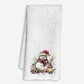 Mancheng-zi Vintage Snowman Christmas Kitchen Towels, Christmas Snowman Bathroom Decor, Rustic Winter Retro Holiday Hand Dish Towels for Kitchen Bathroom, 16x24 Inches