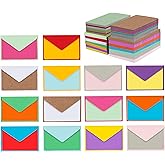 Purple Q Crafts 140 Mini Envelopes With Blank Note Cards, Assorted Colors 4"x 2.7" Small Colorful Envelopes for Thank You, Business, Gift Cards - Cute Set