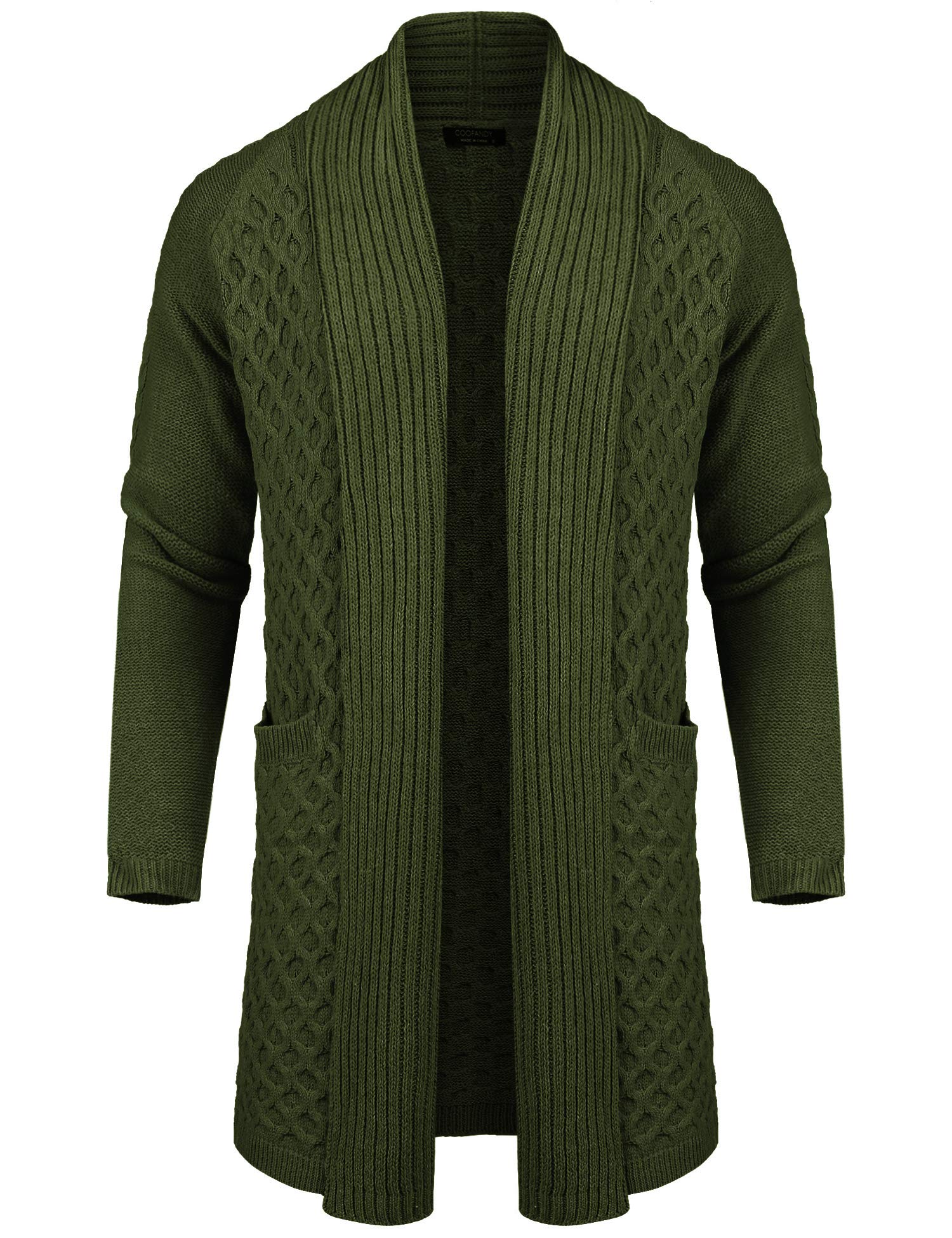 Men Shawl Collar Long Cardigan Sweater Heavyweight Knit Open Front Cardigans