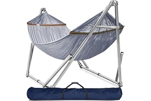 Tranquillo Double Hammock with Stand 650lb Capacity Double Hammock with Spreader Bar, Solid Grade 201 Stainless Steel 30s Set