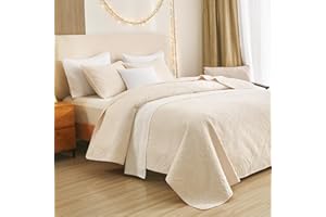 HiSnug Cream Quilt Set King Size - Lightweight Summer Bedspread, Soft Oversized King Quilt Bedding Set for All Seasons, Machine Washable, 3 Pieces
