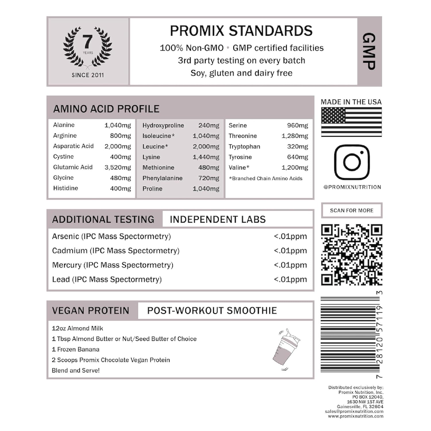 PROMIX Vegan Protein Powder | Dairy Free, Non GMO, Gluten Free, Organic (5 Pound, Raw Chocolate)