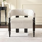 LOULENS Barrel Accent Chair, Vintage Chenille Upholstered Lounge Chair with Solid Wood Legs, Comfy Leisure Side Armchair for 