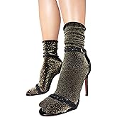 sofsy Sparkle-Finish Essentials - Italian-Made Women's Glitter Ankle Socks for Boots | Metallic Sparkly Tube Crew Socks
