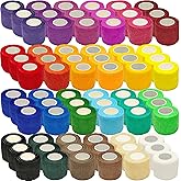 ailixinda 72 Pack Self Adhesive Bandage Wrap,2" x 5 Yards Self Adherent Wrap,Athletic Elastic Breathable Cohesive Bandage Wrap for First Aid,Sports,Wrist Ankle Swelling Sprains,Vet Wrap,24 Colors