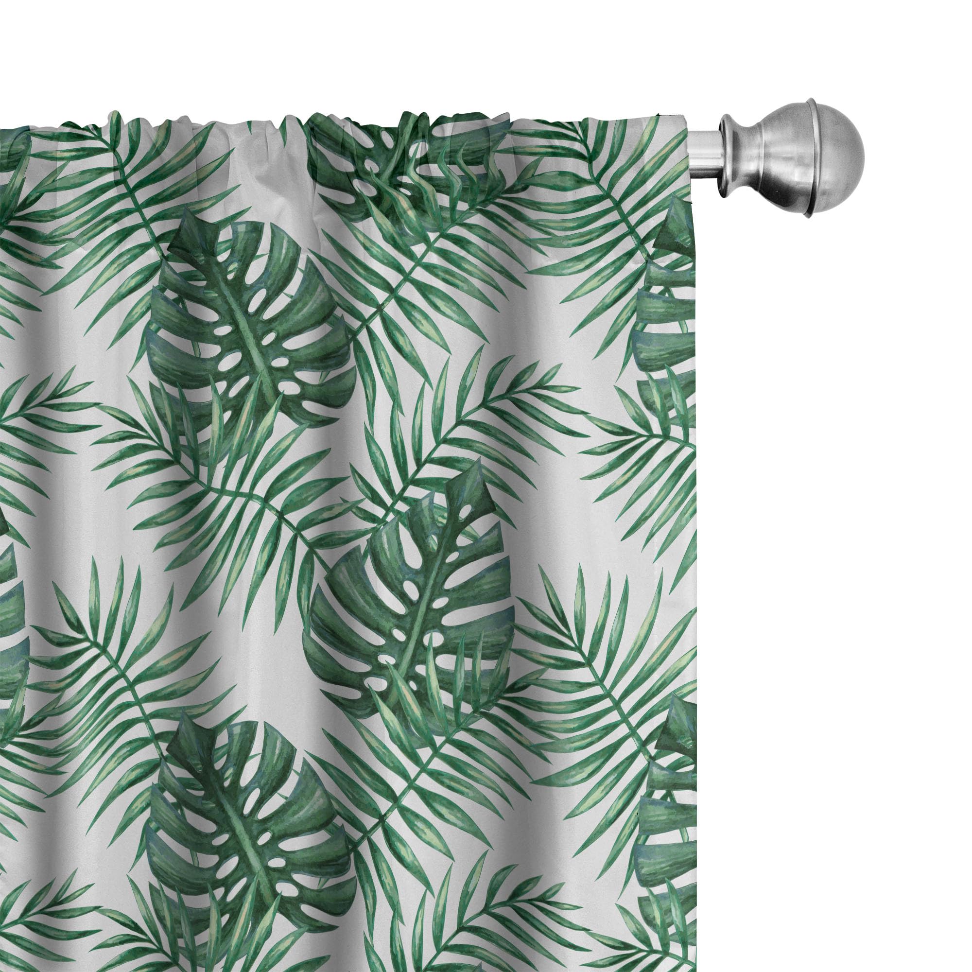 ABAKUHAUS Leaf Curtains 2 Panel Set, Palm Mango Banana Tree, Lightweight Window Treatment Living Room Bedroom Decor, 60" W x 90" L, Forest Green