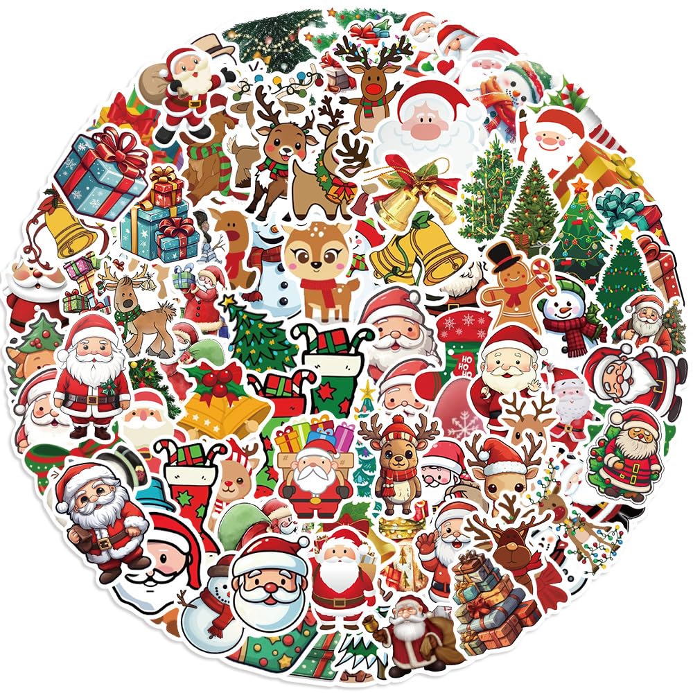 LZLPACKING 100pcs Santa Claus Graffiti Stickers Decorate Guitar Notebook Suitcase DIY Waterproof Holiday Stickers