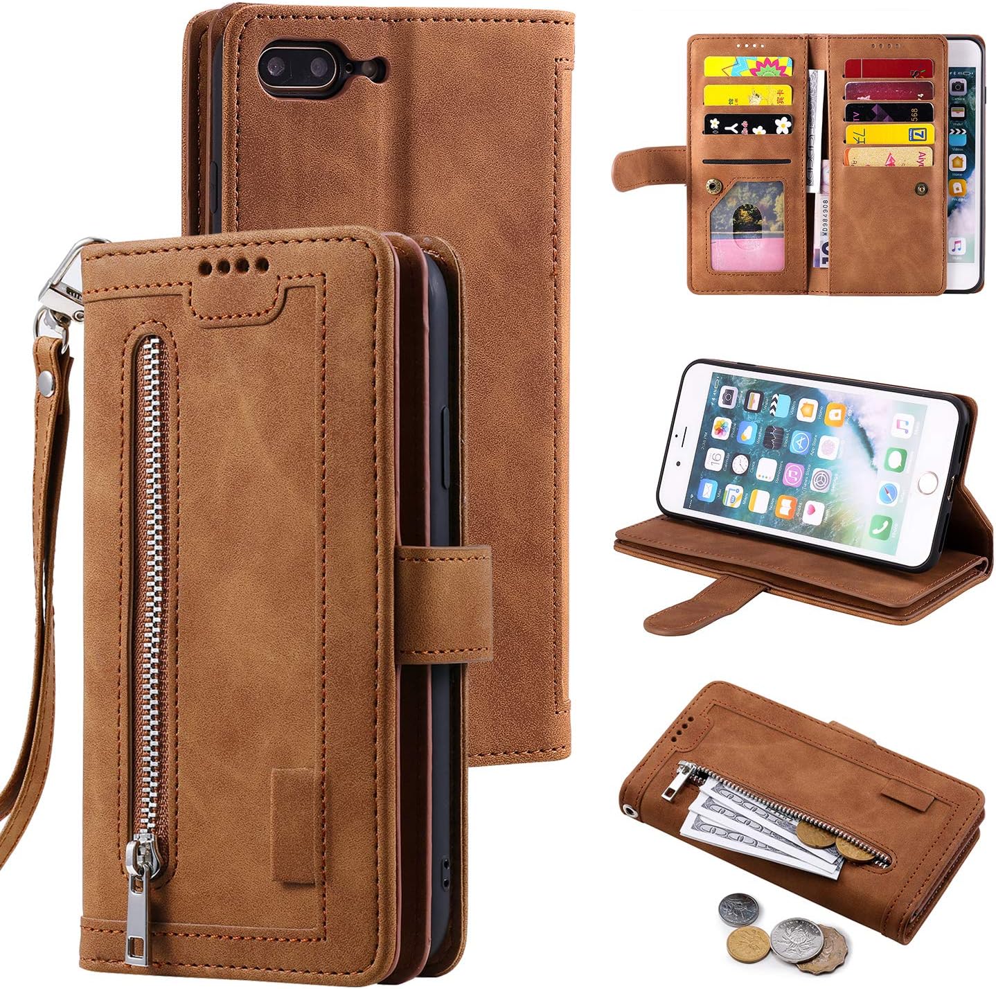 UEEBAI Wallet Case for iPhone 7 Plus iPhone 8 Plus