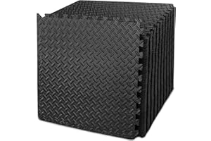 BEAUTYOVO Puzzle Exercise Mat with 12/24/48 Tiles Interlocking Foam Gym Mats, 24'' x 24'' EVA Foam Floor Tiles, Protective Flooring Mats for Gym Equipment