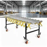 Table Saw Outfeed Table Adjustable Roller Conveyor for Workshop Packing - 660LBS Heavy Duty Roller Conveyor Table with Lockable Casters, Multi-Purpose 30-50 Inch Height Flexible Conveyor 5050