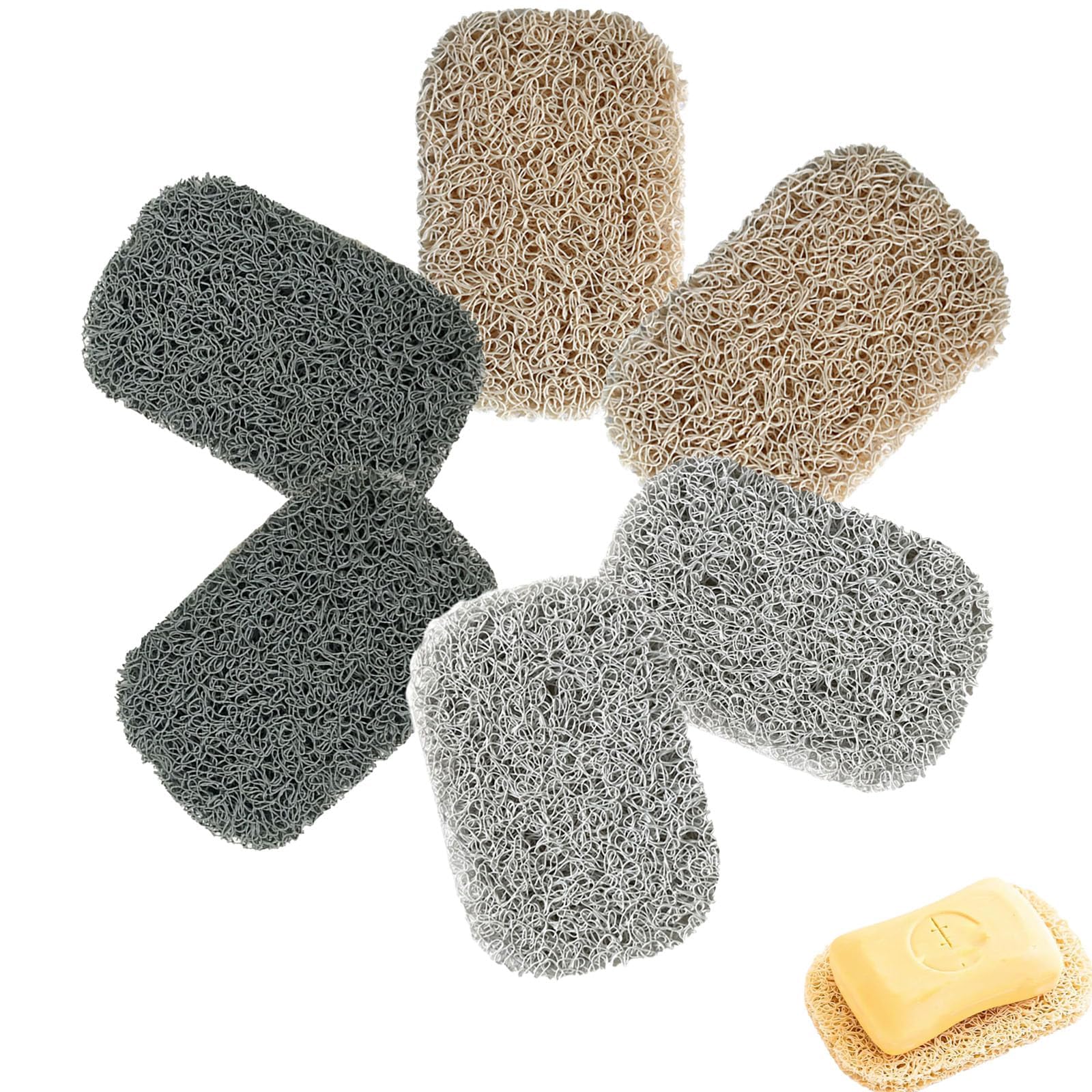 GVSS 6 Pack Non Slip Soap Pads, Durable Soap Dish with Automatic Drainage, Practical Soap Dish for Shower and Bathroom, Soap Saver PVC