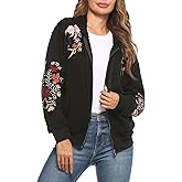 gosiea Bohemian Embroidered Jacket for Women Mexican Floral Full Zip Long Sleeve Coat Fall Winter Warm Hoodie