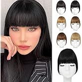 Clip In Bangs-Fake Bangs Hair Clip Natural Black Clip On Bangs Real Human Hair Curtain Bangs For Women Clips French Bangs Hair Extensions Fringe With Temples Hairpieces Curved Bangs For Daily Wear
