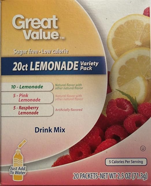 Great Value Sugar freeLow calorie 20ct LEMONADE Variety