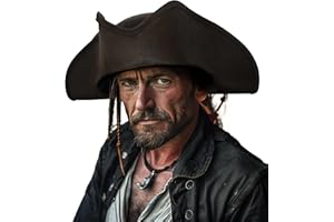 VZQI Pirate Hat Distressed Colonial Style Tricorn Hat for Adult Halloween Costume Accessory Pro