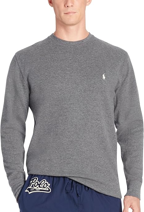 Polo Ralph Lauren Waffle-Knit Crew (P551) XXL/Charcoal Heather at Amazon Menâs Clothing store 