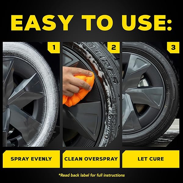 MEGUIAR’S HOT SHINE TIRE FOAM, HIGH GLOSS TIRE SHINE THAT CLEANS, SHINES, AND PROTECTS IN ONE STEP, DEEP, BLACK SHINE WITH CONDITIONERS AND UV PROTECTION, BEST GIFTS FOR CAR LOVERS, 19 OZ AEROSOL