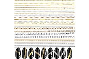 AOZUO 24 Strips Nail Art Chains, DIY Nail Jewelry Charms 3D Nail Chain Decor Gold Silver Metal Punk Pendant Nail Ornaments Line Nail Studs Charm for Women Design Nails Manicure Accessories (Style A+B)