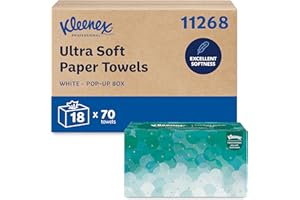 Kleenex Professional Ultra Soft Paper Hand Towels, Bulk (11268), Pop-Up Box, Absorbent, White (18 Boxes of 70 Sheets, 1,260 S