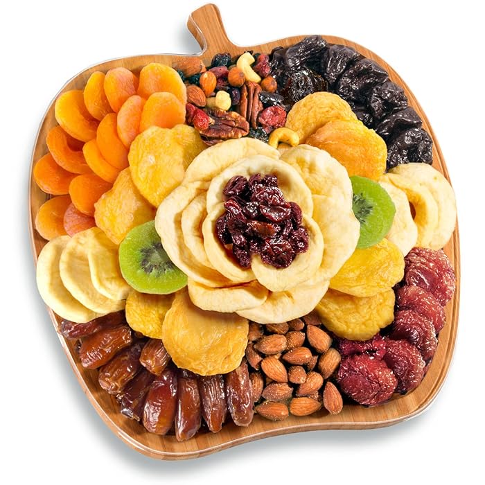 Dried Fruit & Nuts In Bamboo Apple Shape Serving Tray for Mother's Day
