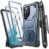 i-Blason for Samsung Galaxy S23 Ultra Case with Stand, [2 Front Frames] [Built-in Screen Protector] [Belt Clip Holster], Military-Grade Shockproof Rugged Phone Case for Samsung Galaxy S23 Ultra, Blue