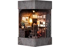 DIY Book Nook Kit, DIY Miniature House Kit Booknook Kit, Bookshelf Decor Insert, 3D Wooden Puzzle Bookend with LED Light for 