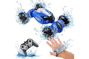 VOD VISUAL Amphibious Remote Control Car,2.4GHz Gesture Sensor 4WD Remote Control Boat,360° Rotating Waterproof RC Stunt Car for Kids Girls Boys Gift,All Terrain Beach Pool Water Toy