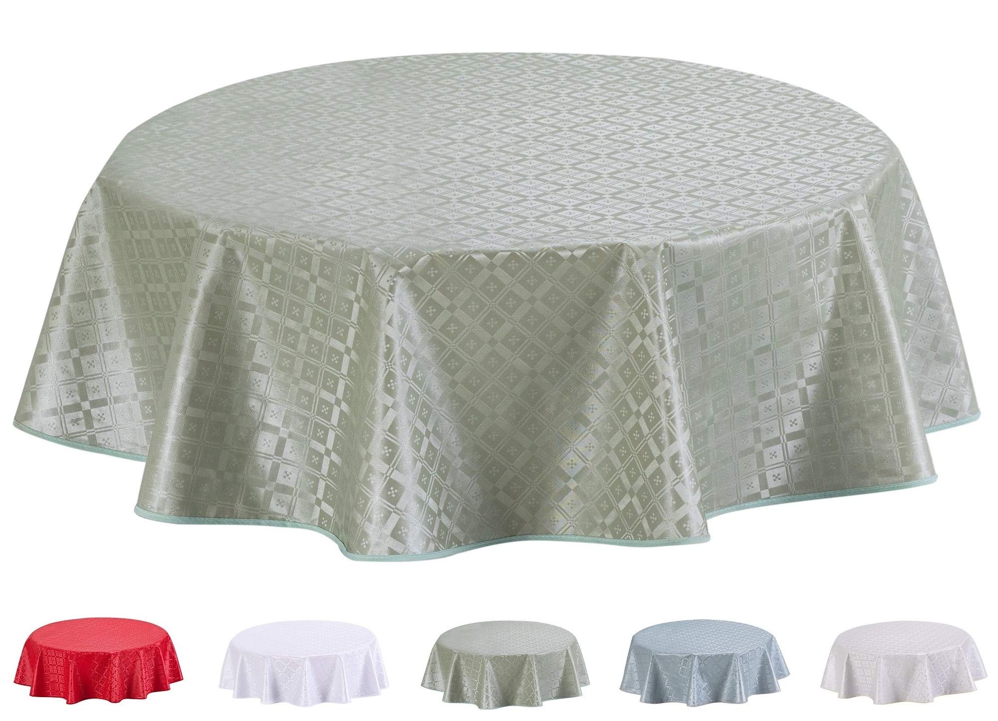 Home Direct Round Embossed Oilcloth PVC Wipe Clean Tablecloth Table Cover 155cm 61" Sage Green