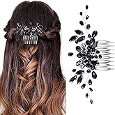 Elegant Black Rhinestone Wedding Comb - Bridal Hair Accessory for Bride & Bridesmaids, Comfortable Hairpiece for Women & Girls