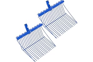 Tandefio 2 Pack Manure Fork Replacement Head Metal Pitchfork Horse Manure Rake Garden Pitch Fork Replacement Head with Angled Tines for Horse Stall Poop Picking up(Blue)