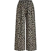 CIDER Leopard Pants Women Wide Leg Trousers Animal Print Mid Waist Elastic Casual Long Pants Streetwear