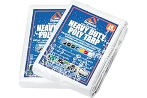 TARPWARE Tarp Heavy Duty Waterproof Durable Poly Tarpaulin with Grommets and Reinforced Edges UV Resistant Tarp Cover for Vehicle/Pool Cover/Boat/Tent/Construction site, Full Size(White 6'*8' 2pack)