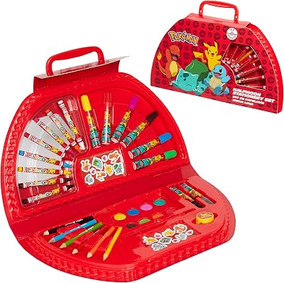Pokémon Art Supplies Set with Colouring Pencils Felt Tip Pens Watercolors Red