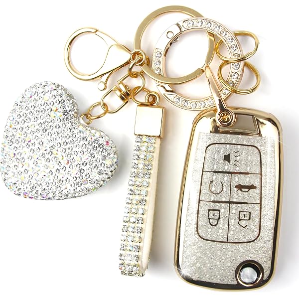5-Button Diamond Bling Key Fob Cover – TPU Shell With Keychain For Chevy Equinox, Camaro, Buick - View #5