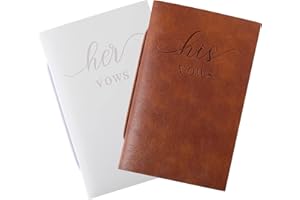 ECCLIY 2 Pcs Wedding Vow Books His and Hers Vow Books Vow Notebook for Wedding Vows Journal Wedding Day Officiant Book 5.9 x 3.9 Inch, Bridal Shower Gifts, Wedding Keepsake, 50 Pages/Pcs (White, Brown)