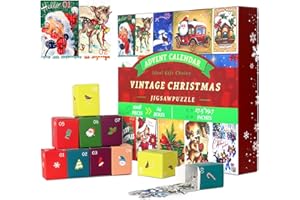 LISTEADIO Advent Calendar 2024 for Christmas Puzzle for Adults 1000 Pieces，24 Boxes Christmas Countdown Calendar 24 Days Jigsaw Puzzles，Funny Holiday Puzzles for Kids as Christmas Decor (Christmas-1)