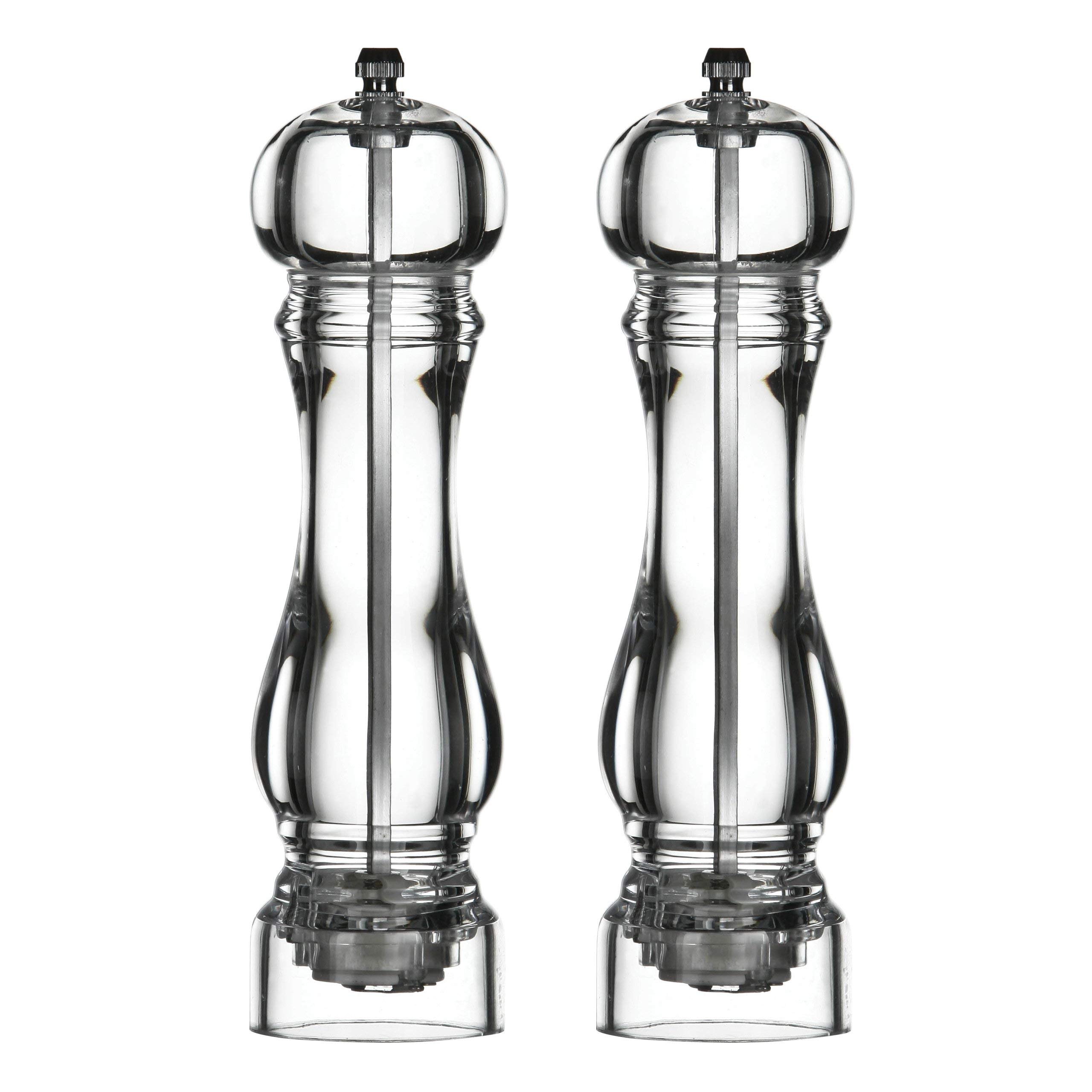 Premier Housewares Pepper Mills Grinders Set of 2 Pepper Grinder Pepper Mill Acrylic Mill Grinder Black Pepper Mill Pepper Grinder Refillable