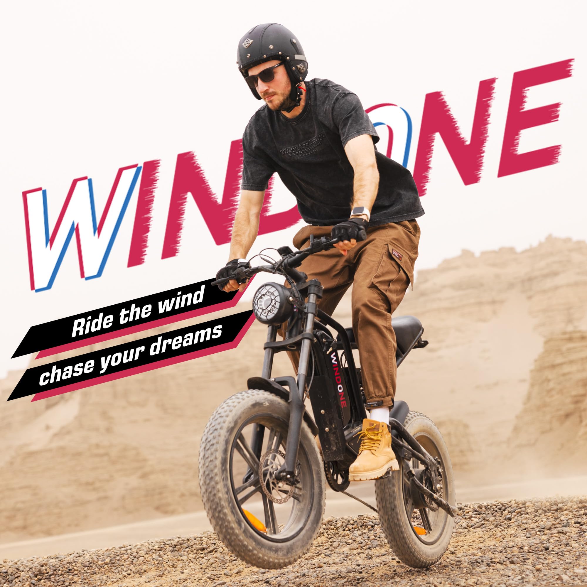 Windone E2/K20 Electric Bike for Adults, 48V 13Ah/15Ah Battery, Up to 28 MPH & 46.6/60 Miles (PAS), 750/1000W Peak Ebike with All-Terrain 20