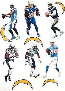 Los Angeles Chargers Mini FATHEAD Team Set 5 Player Graphics + 3 Chargers Logo - Official NFL Vinyl Wall Graphics - Each Player 7