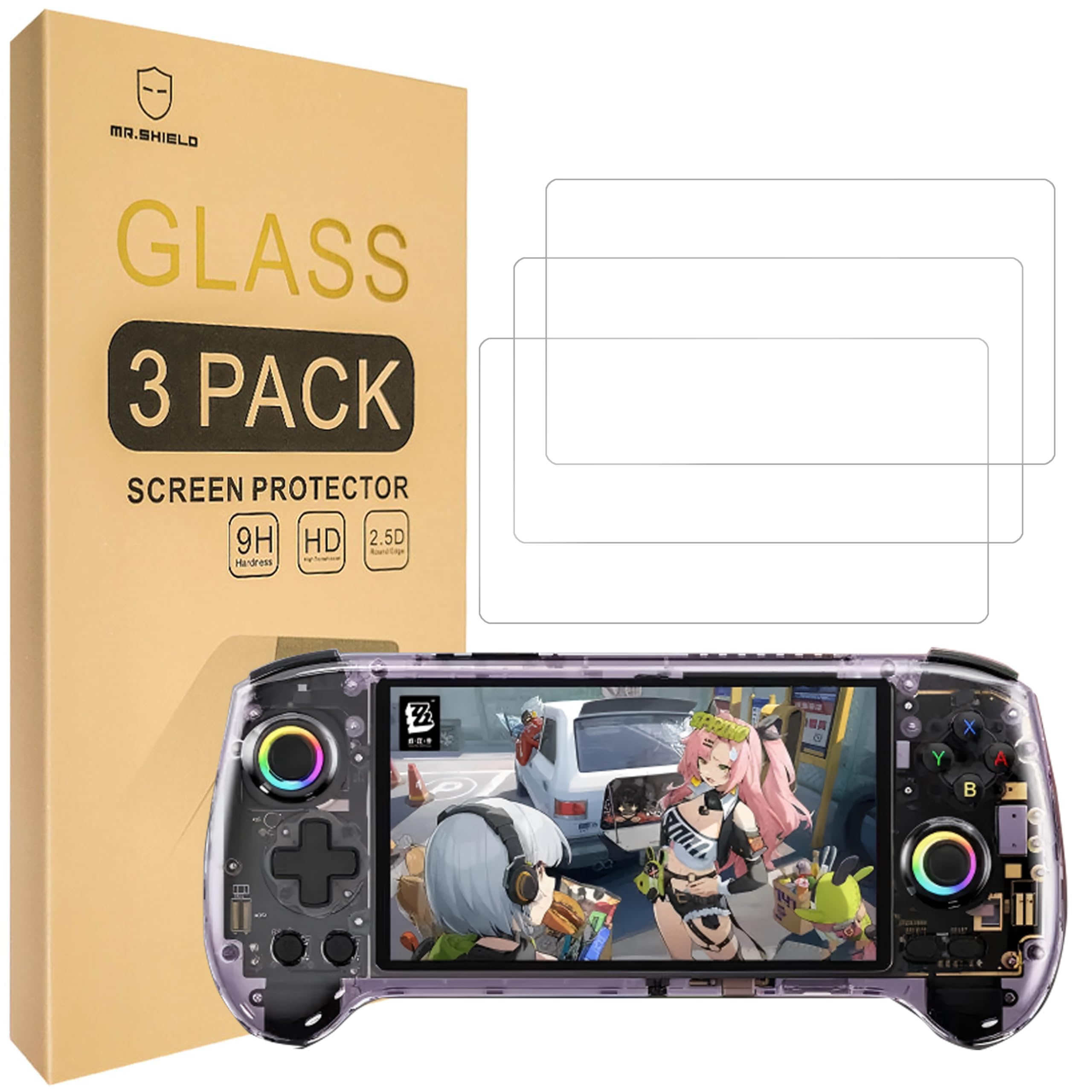 Photo 1 of Mr.Shield Screen Protector compatible with ANBERNIC RG557 [Tempered Glass] [3-PACK] [Japan Glass with 9H Hardness]