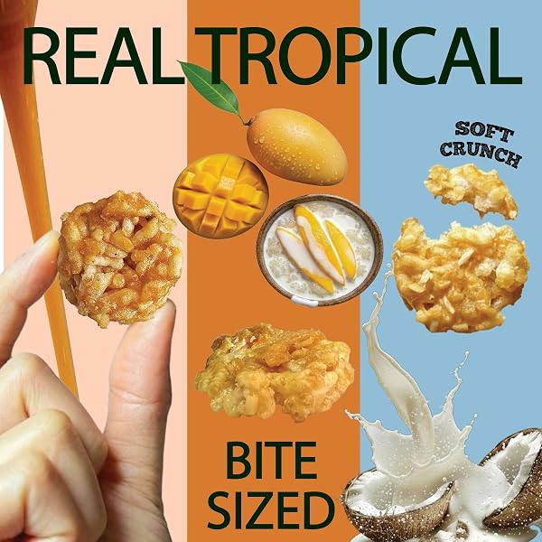 BITETUOSO THAI MANGO STICKY RICE, MINI RICE CAKES – CRISPY GLUTEN-FREE VEGAN SNACKS MADE WITH REAL MANGO & COCONUT MILK, CARAMEL COCONUT VARIETY PACK, 6 BAGS (2 OZ EACH), ALL-NATURAL INGREDIENTS