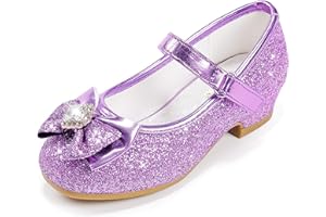 Furdeour Girls Dress Shoes Mary Jane Wedding Flower Bridesmaids Heels Glitter Princess Shoes for Kids Toddler