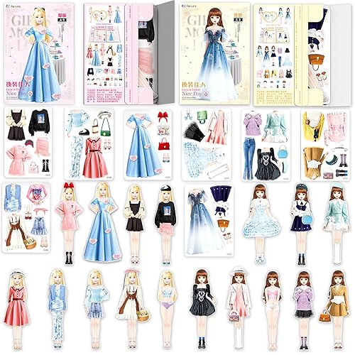 JHGCVX Magnetic Dress Up Paper Dolls for Girls Ages 4-7, Pretty