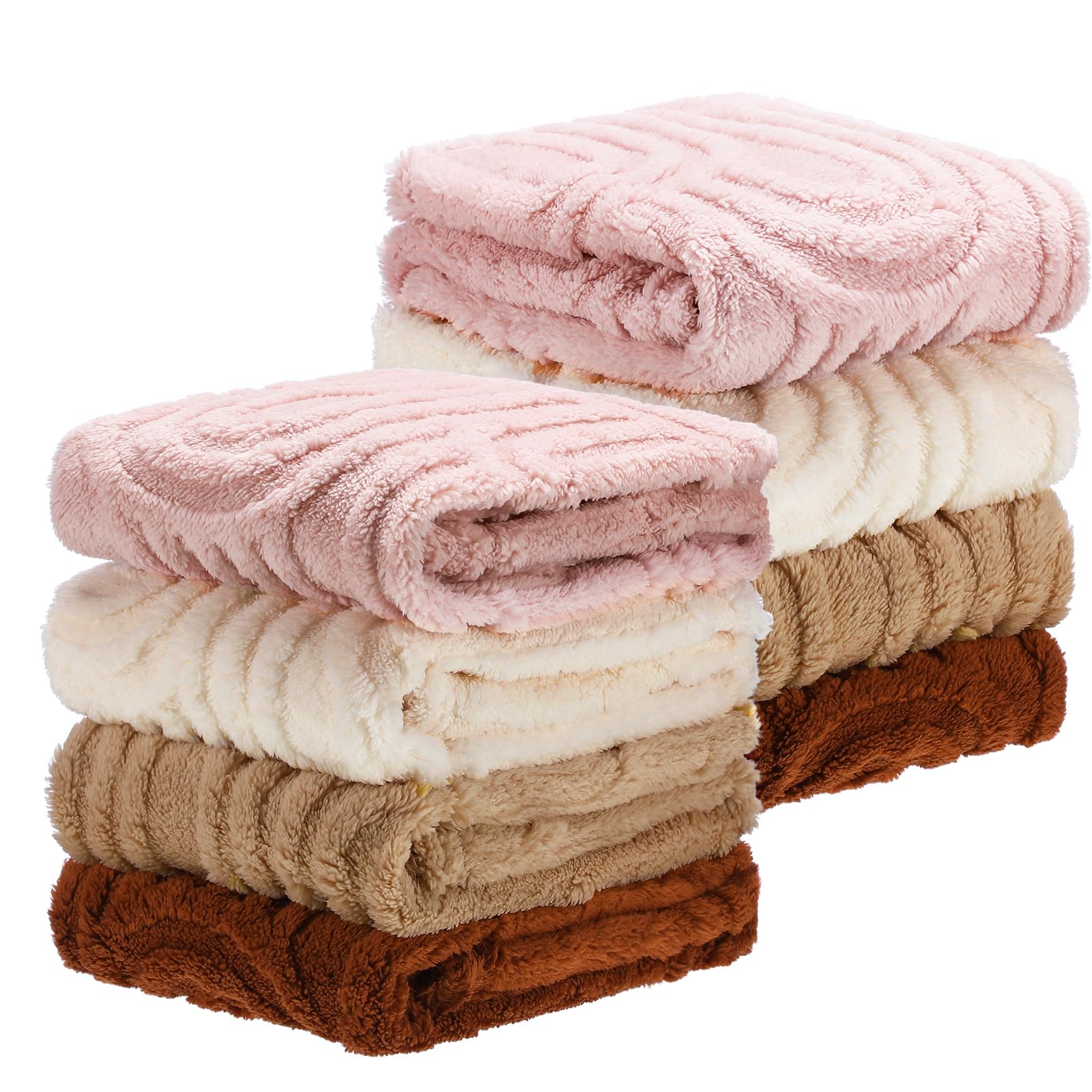 Photo 1 of Wiwiqing 8 Pcs 3D Boho Baby Blanket for Girls Boys Fluffy Baby Blanket Soft Warm Infant Newborn Toddler Receiving Swaddling Blankets Infant Gift, 32" x 24" (Rainbow)